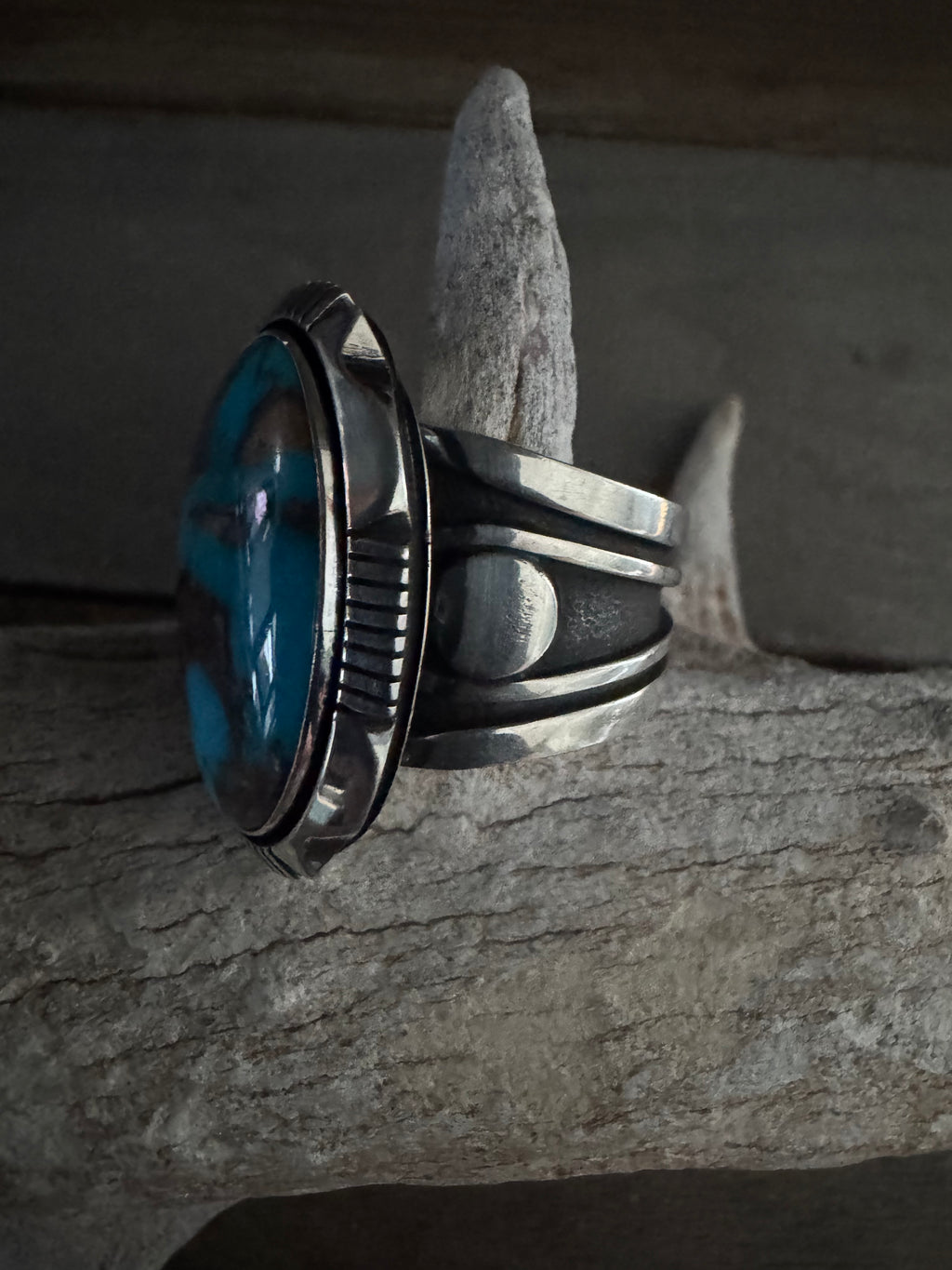 Cooper Willie Handmade Bisbee Turquoise Ring Size 13.5
