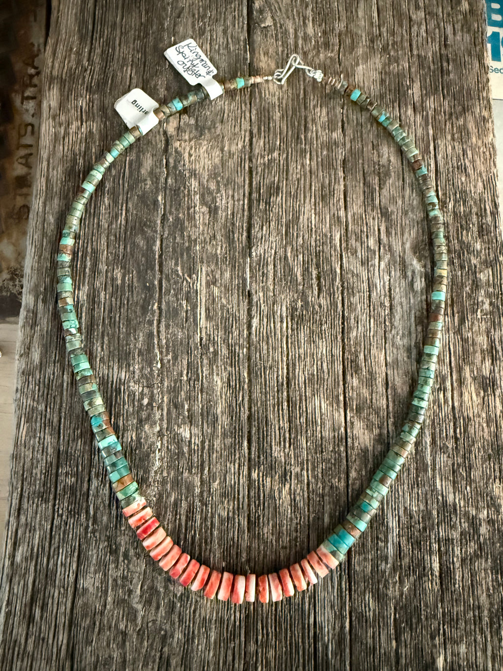 Native American Hand-strung Turquoise and Spiny Oyster Necklace