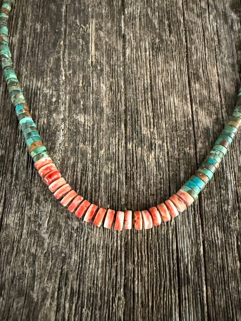 Native American Hand-strung Turquoise and Spiny Oyster Necklace