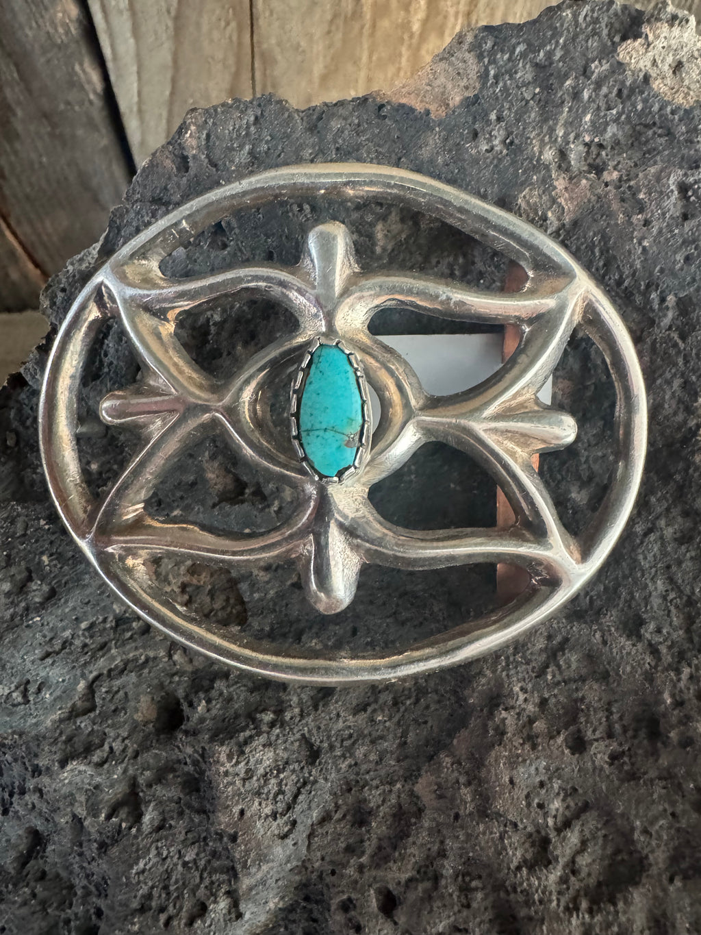 Handmade Sterling Silver-Turquoise Cast Belt Buckle
