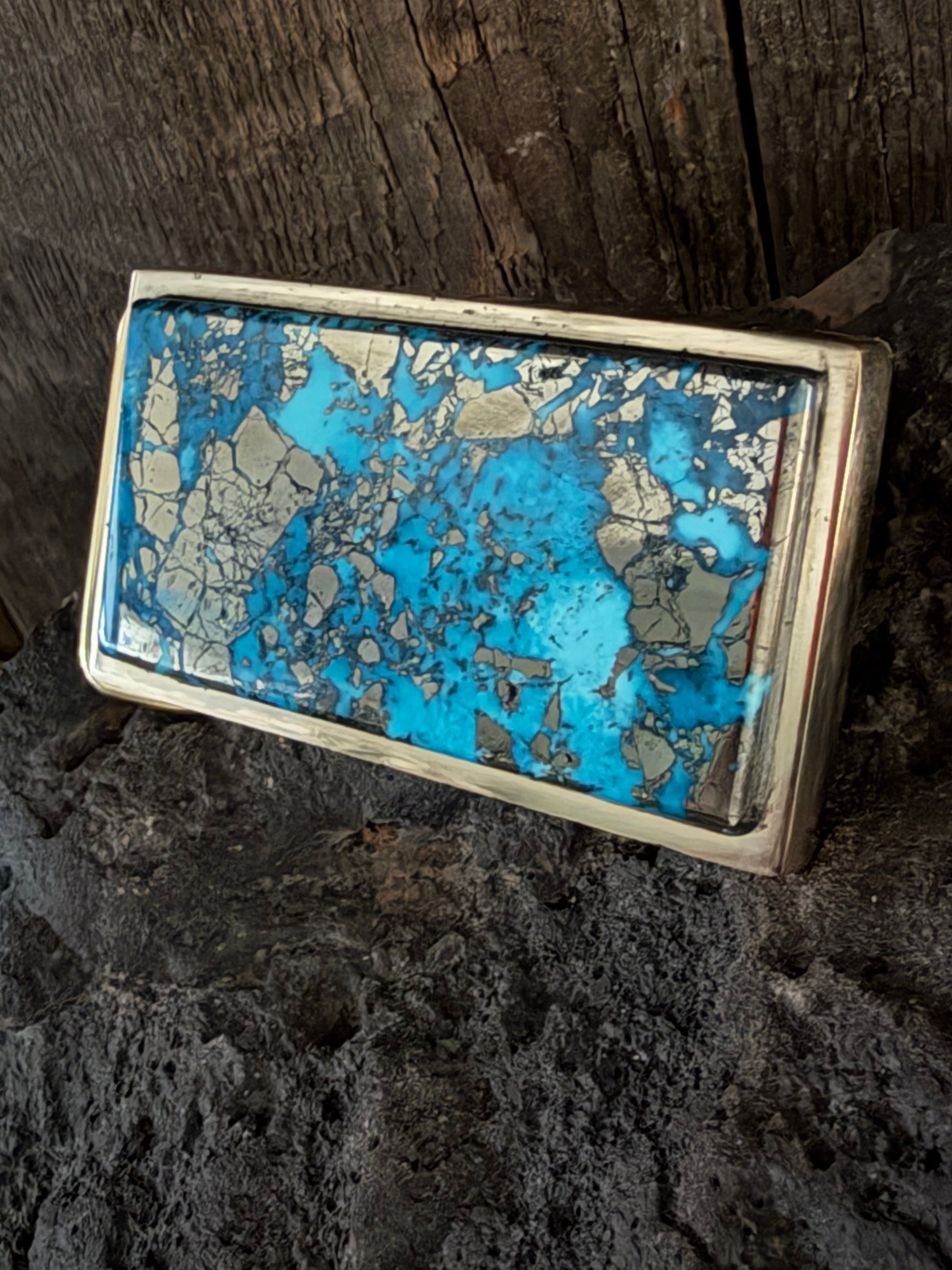 High Grade Persian Turquoise Handmade Belt Buckle (Large)