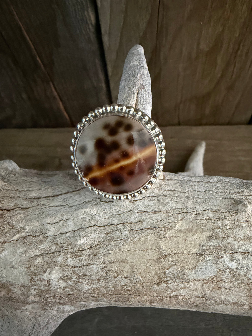 Native American Bernie Tsosie Handmade Sterling Silver- Cowrie Shell Ring Size 7.75