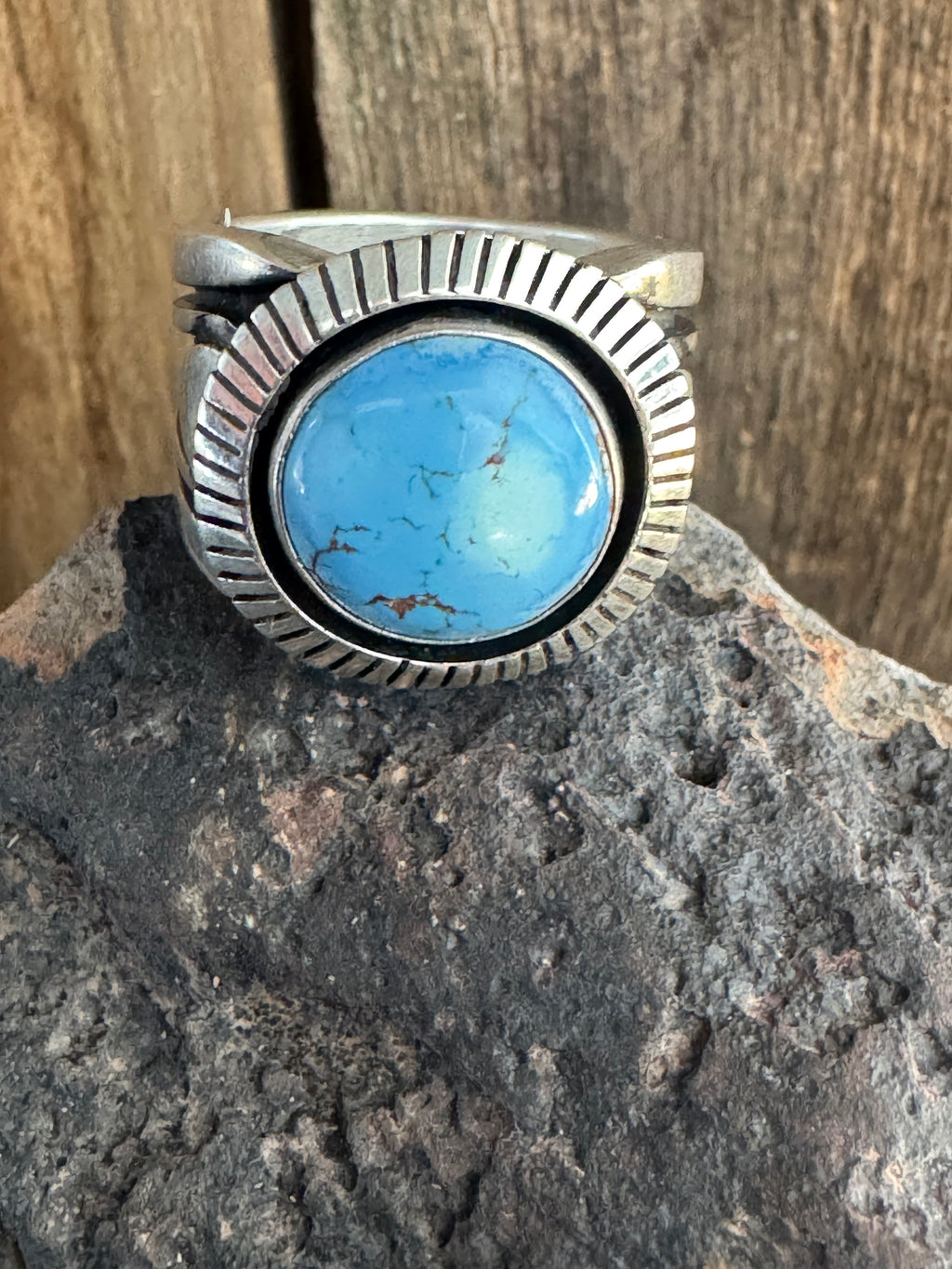 Cooper Willie Handmade Golden Hills Turquoise-Silver Ring Size 11