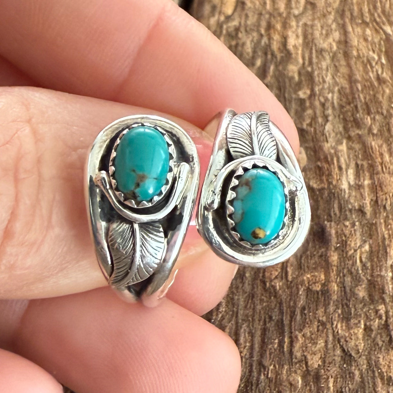 Authentic Native American Handmade Sterling Silver and Turquoise Adjustable Ring