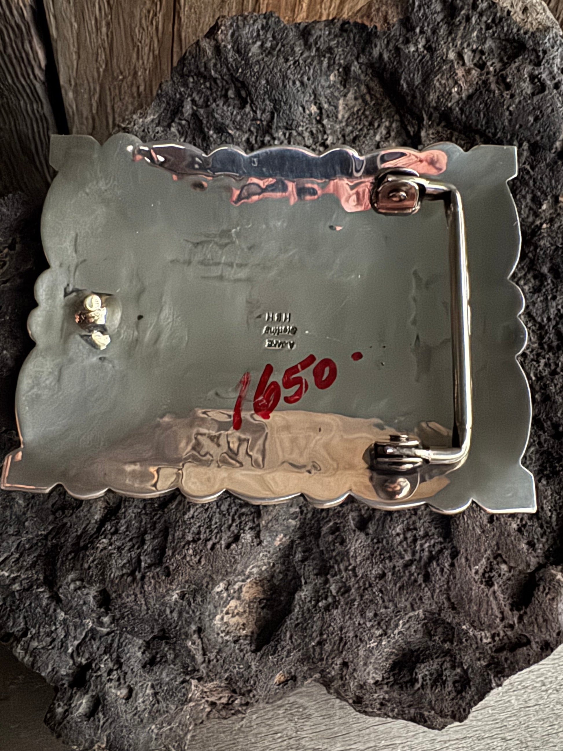 Albert Jake Handmade Sterling Silver Kingman Turquoise Belt Buckle 🇺🇸