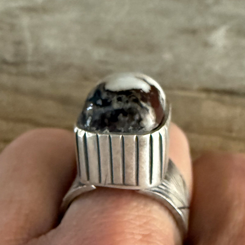 Authentic Native American Handmade Sterling Silver and Wild Horse Ring size 9.