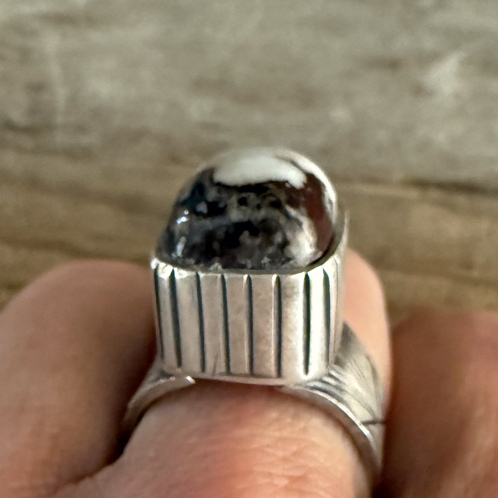 Authentic Native American Handmade Sterling Silver and Wild Horse Ring size 9.