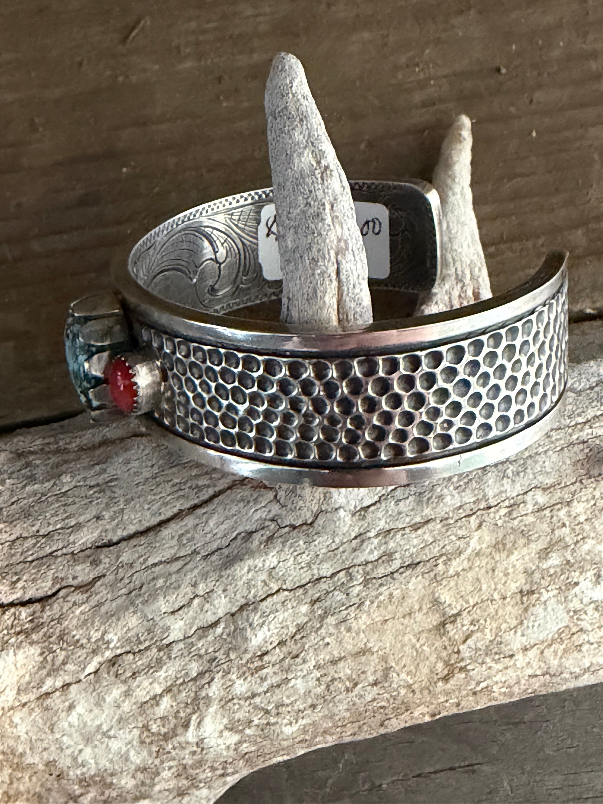 Handmade Sterling Silver Blue Moon Turquoise and Coral Women’s Bracelet/Cuff (non-native) by TV Custom Silver