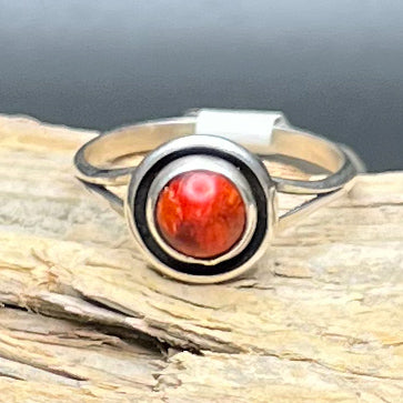 Authentic Native American Red Jasper Sterling Silver Ring