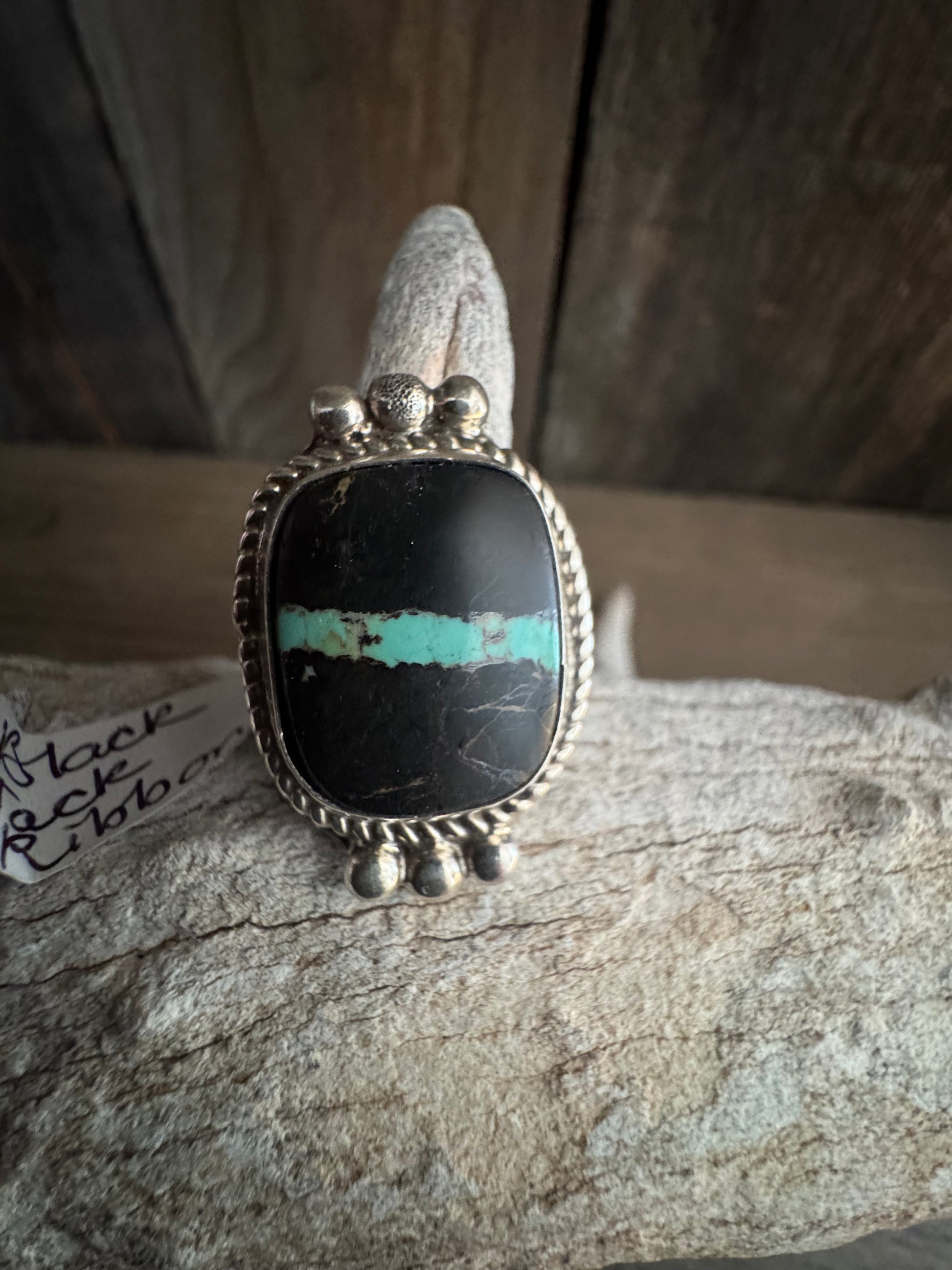 Blackjack Handmade Turquoise Ring Size 7