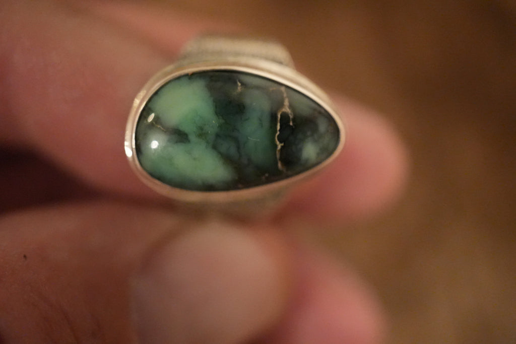 Desert Bloom Variscite Custom Handmade Sterling Silver Ring size 7 1/2.