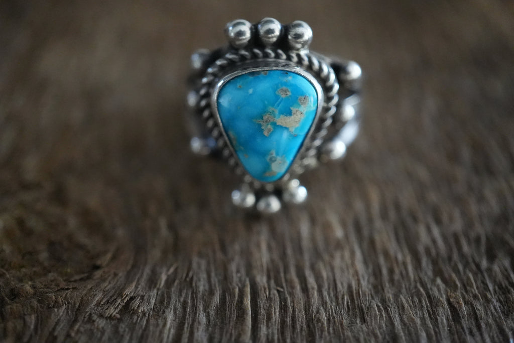 Handmade Sterling Silver Turquoise Ring Size 10 1/4.