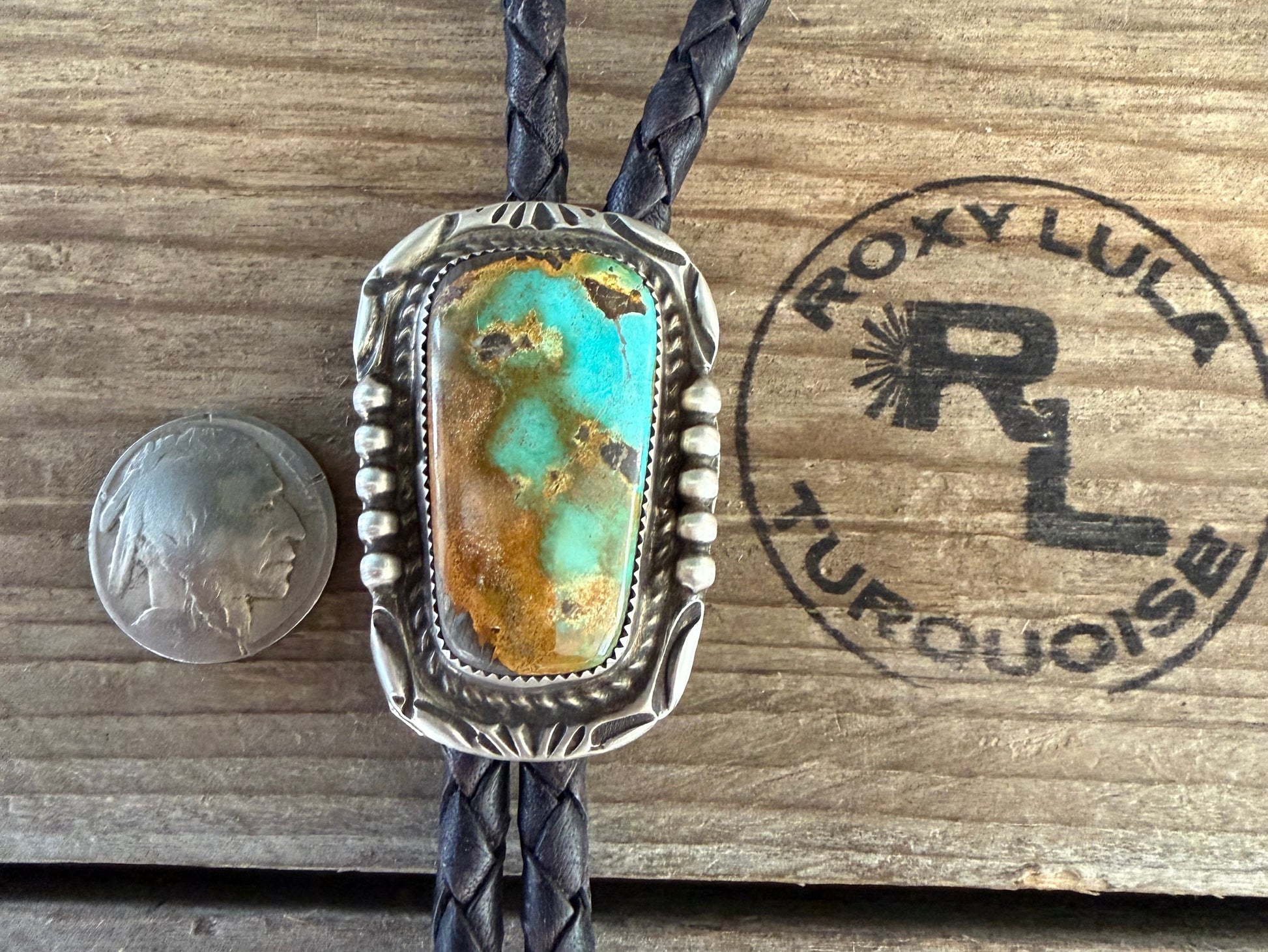 Native American Handmade Royston Turquoise Sterling Silver Bolo Tie