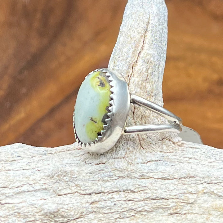 Authentic Native American Homemade Palomino Variscite Sterling Silver Ring