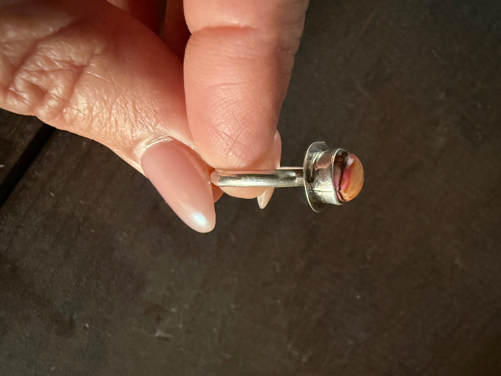 Authentic Native American Handmade Sterling Silver and Orange Spiny Oyster Ring size 4 3/4