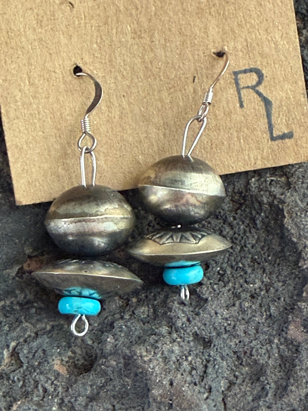 Native American Handmade Navajo Pearl Turquoise Earrings