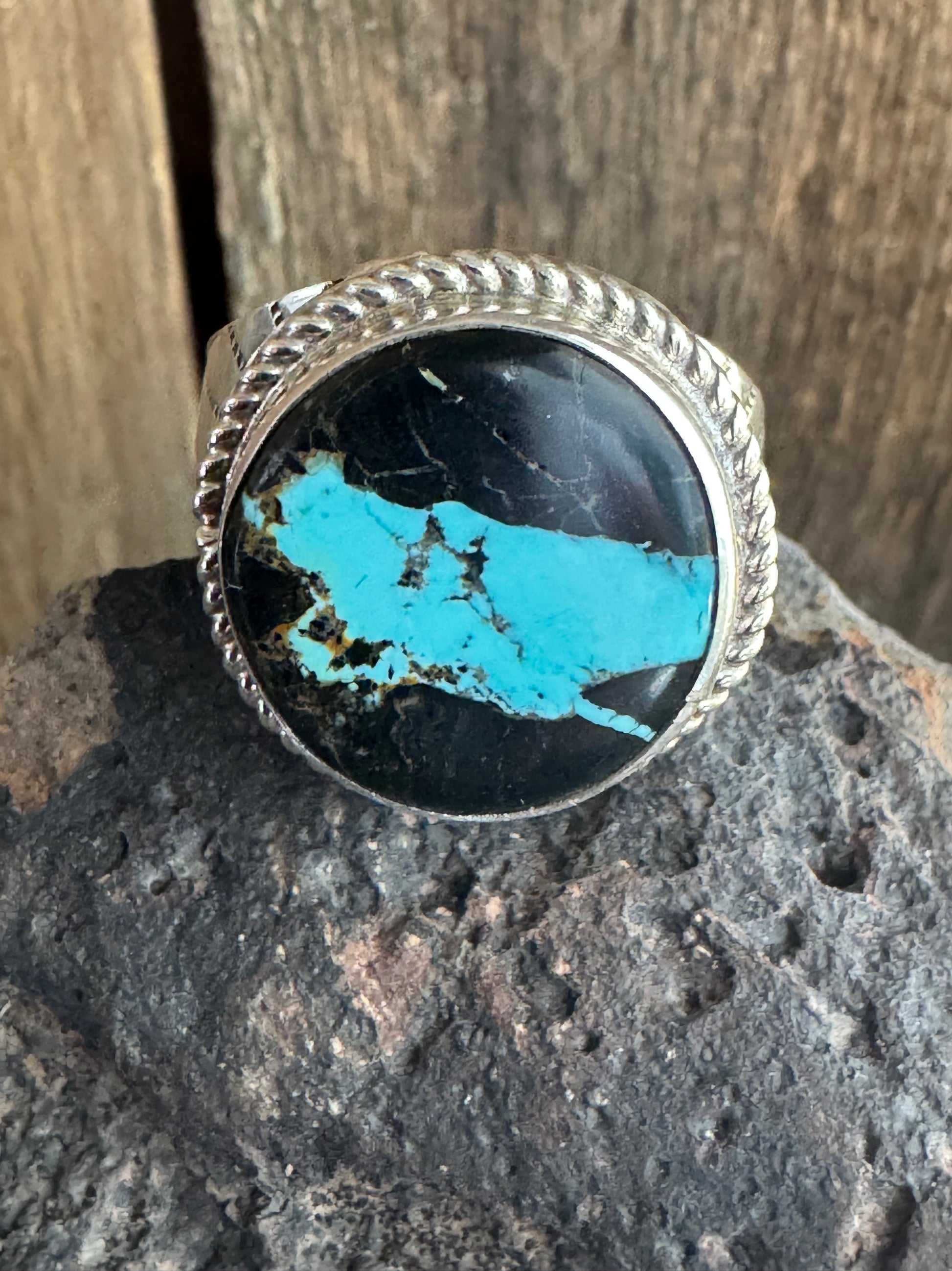 Handmade Blackjack Turquoise Ring Size 10.5