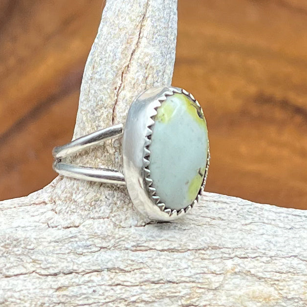 Authentic Native American Homemade Palomino Variscite Sterling Silver Ring