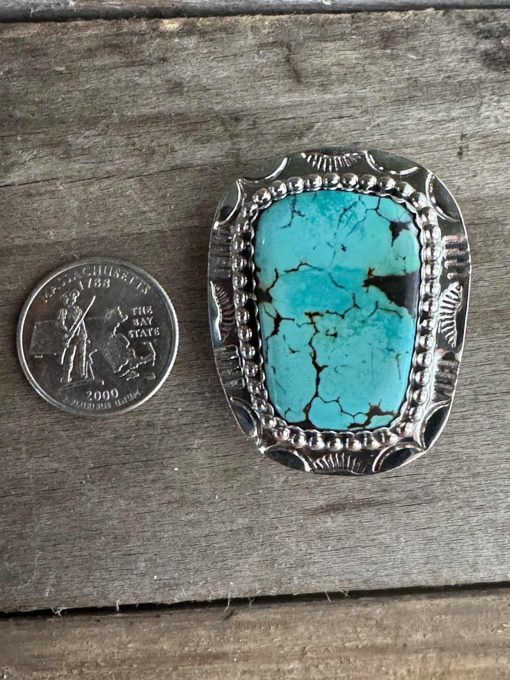 Handmade Sterling Silver RoystonTurquoise Pendant-Bolo