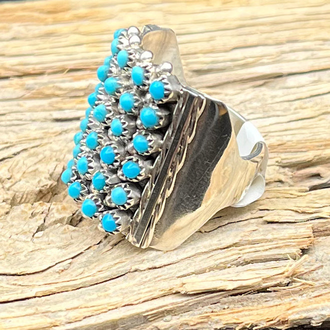 Authentic Native American Zuni 6 Row Snake Eyes Ring