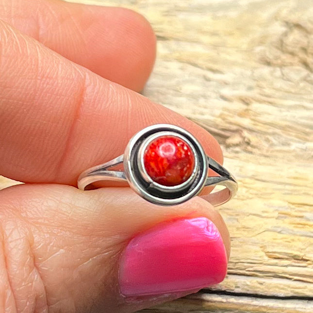 Authentic Native American Red Jasper Sterling Silver Ring