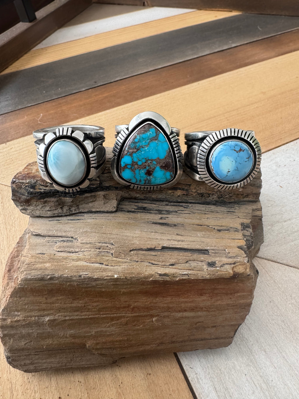 Cooper Willie Handmade Golden Hills Turquoise-Silver Ring Size 11