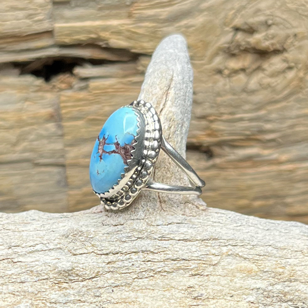 Authentic Native American Handmade Golden Hills Turquoise Ring