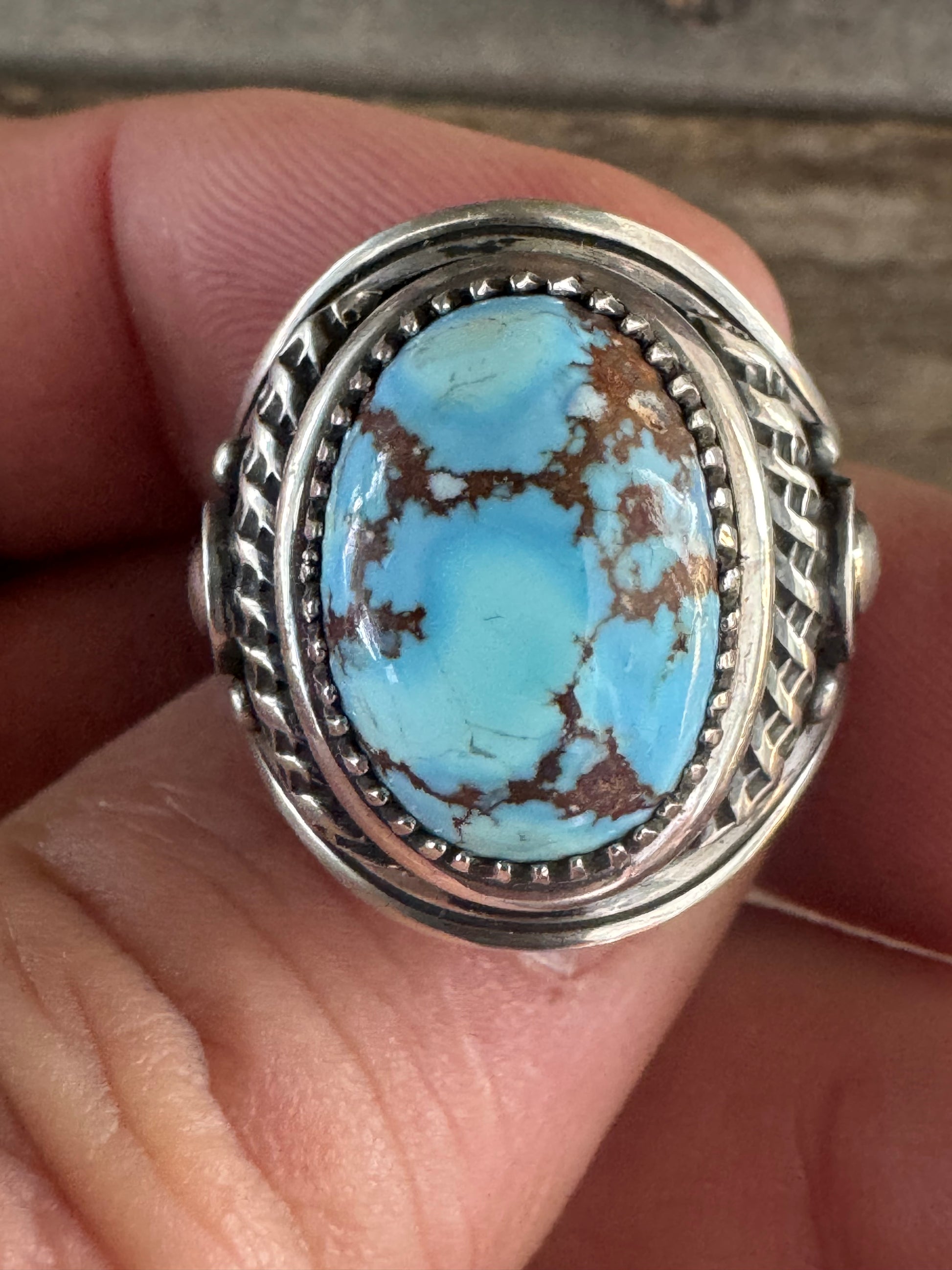 Handmade Golden Hills Turquoise Ring Size 12.75