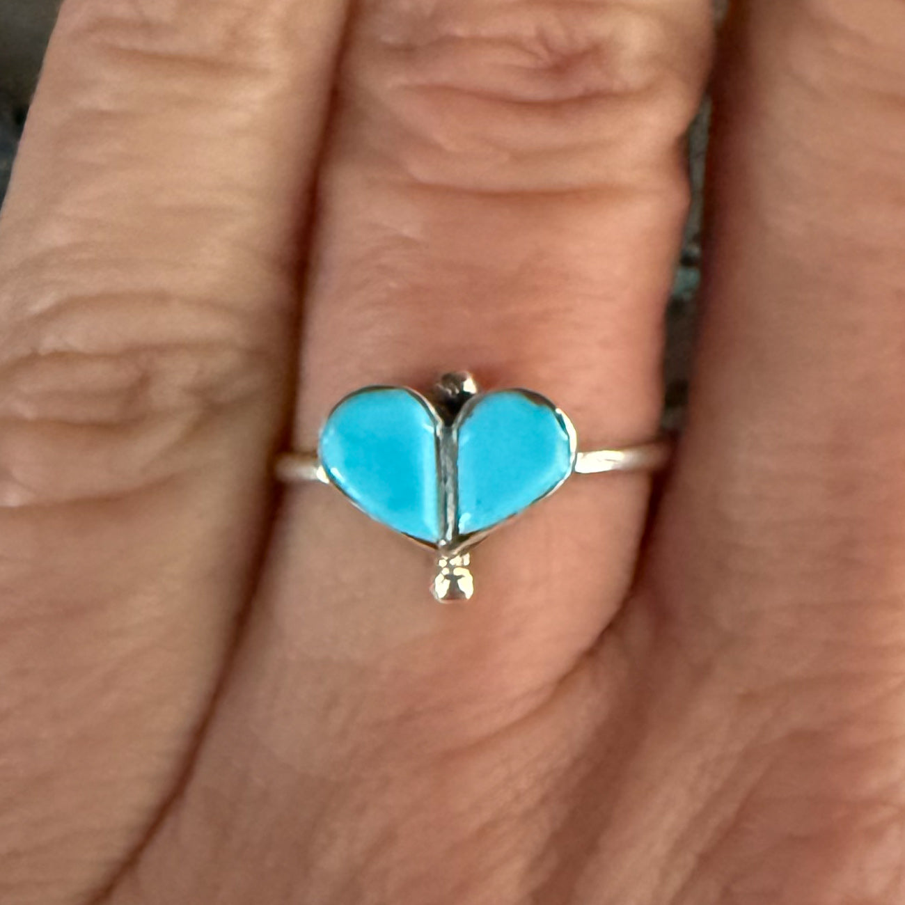 Authentic Native American Handmade Sterling Silver and Turquoise Ring size 6 1/2.