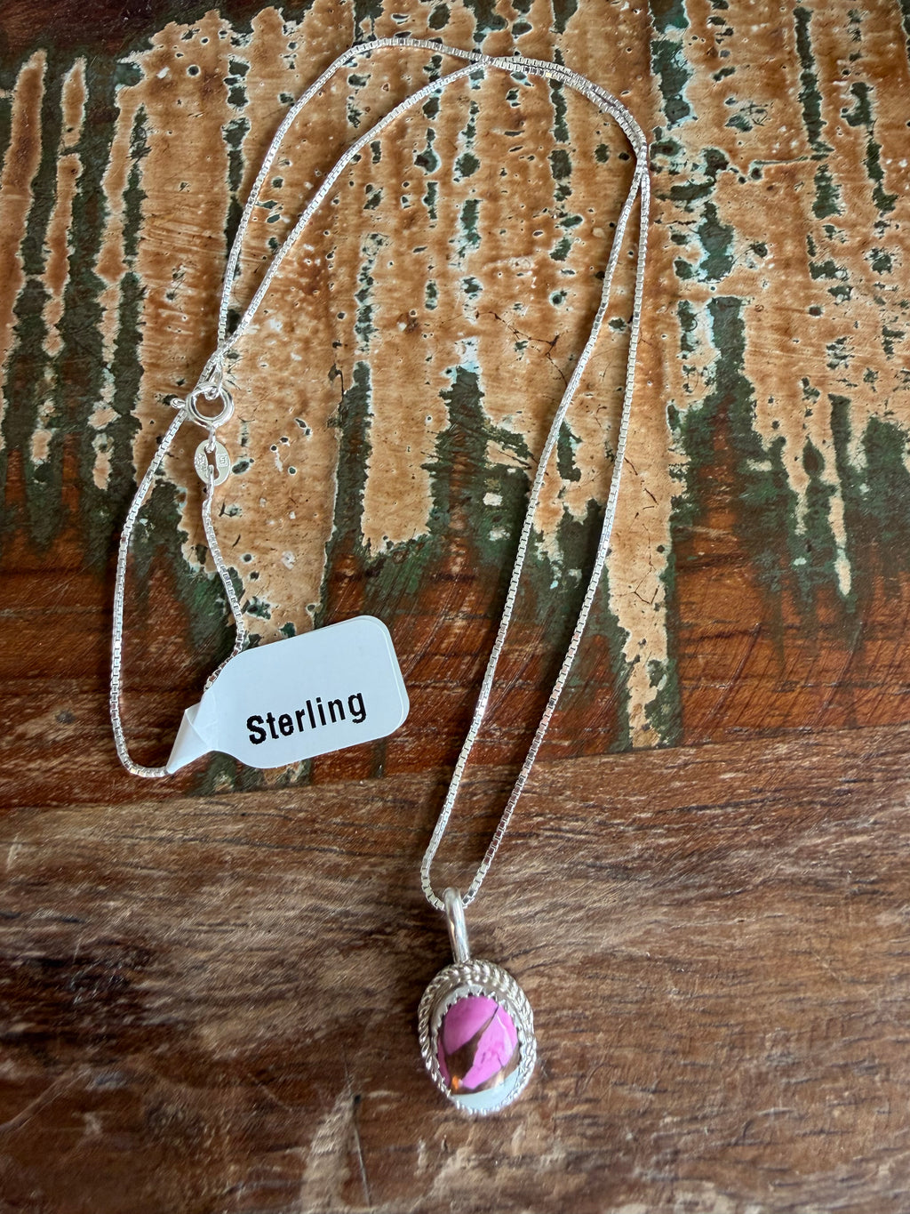 Native American Handmade Cotton Candy Pendant and Necklace 18”