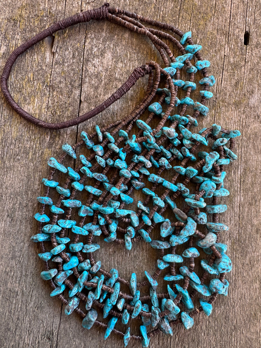 Handmade Custom Kingman Nugget and Heishi Bead Necklace