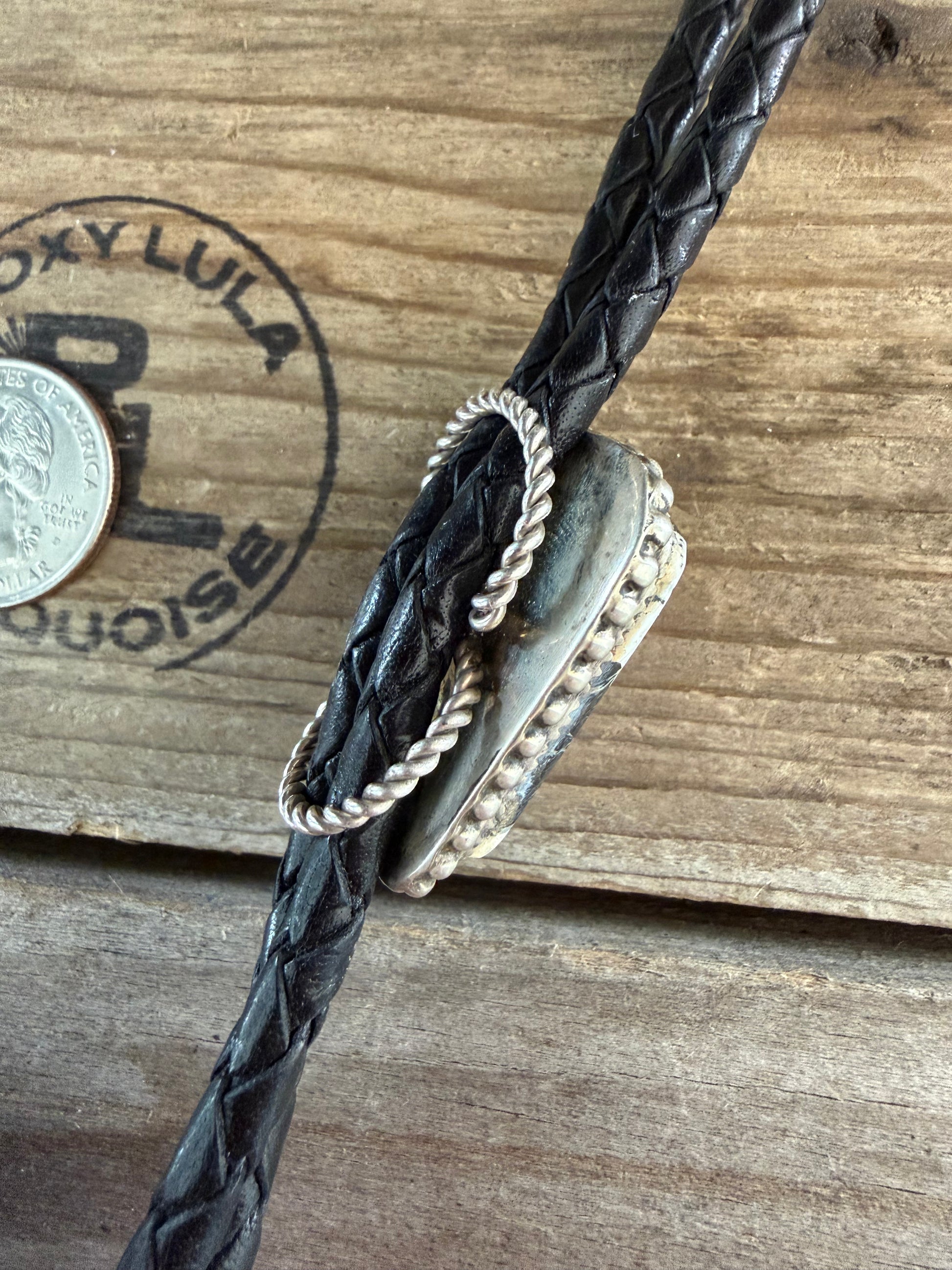Native American Handmade White Buffalo 🦬 Sterling Silver Bolo Tie