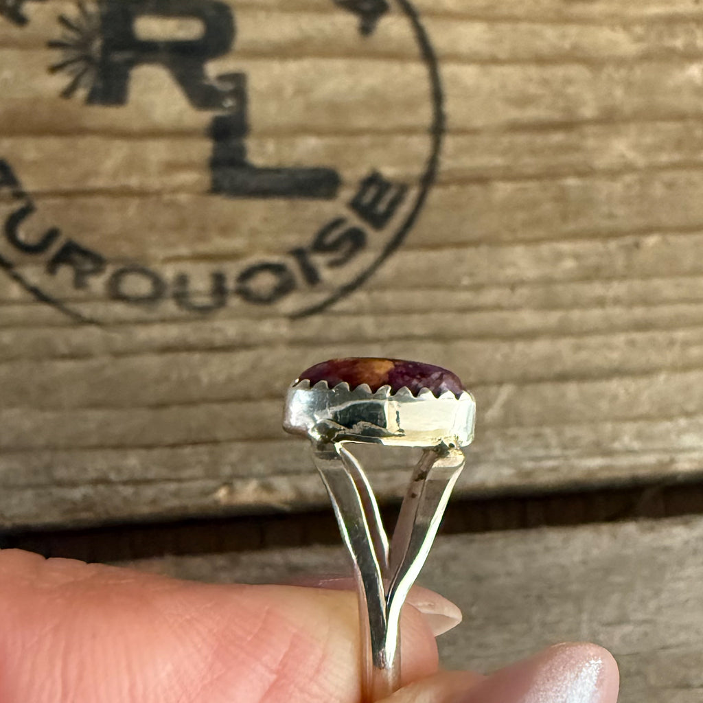 Authentic Native American Handmade Sterling Silver and Purple Spiny Oyster Ring size 5