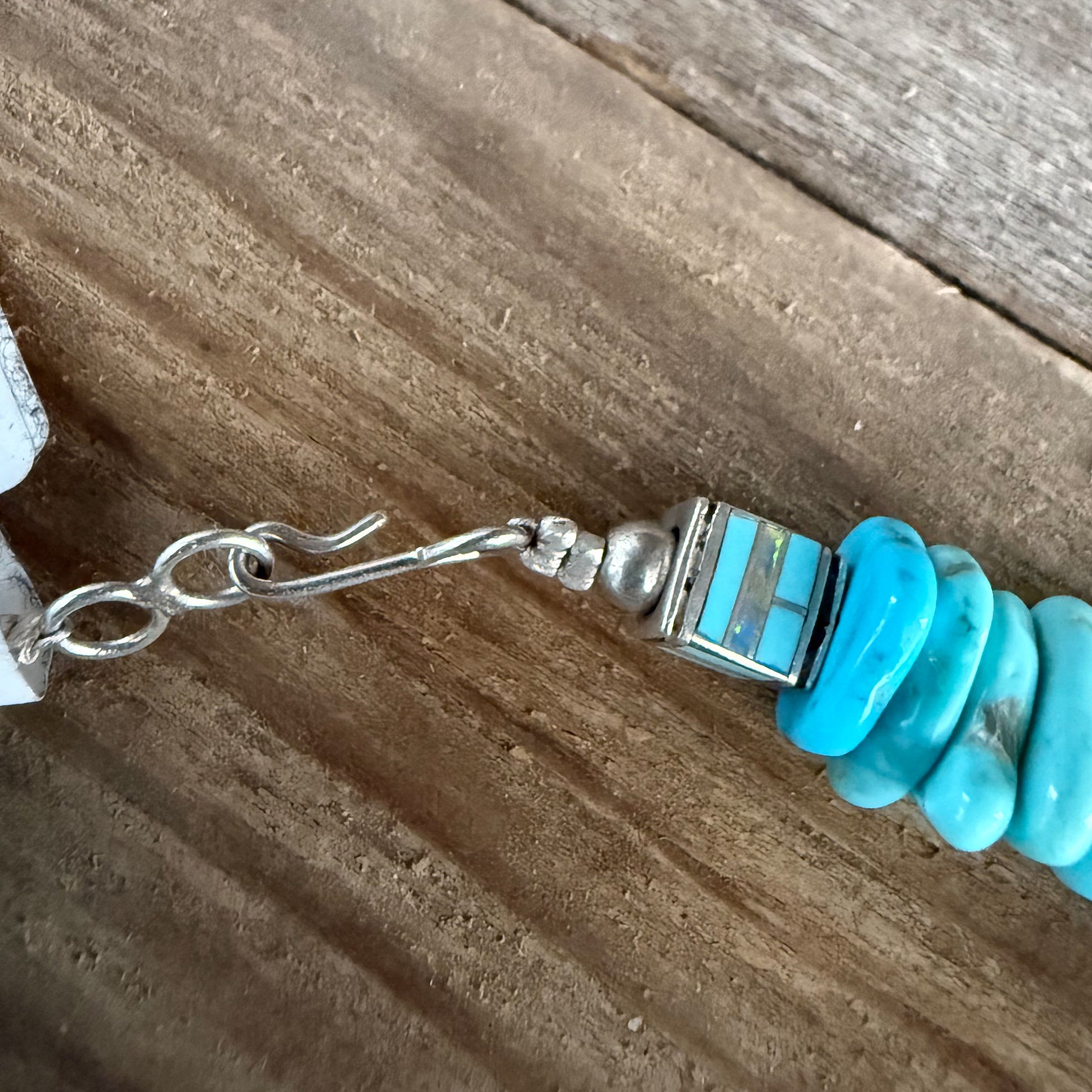 Authentic Native American Hand-strung Fox Turquoise Bracelet size 7.25