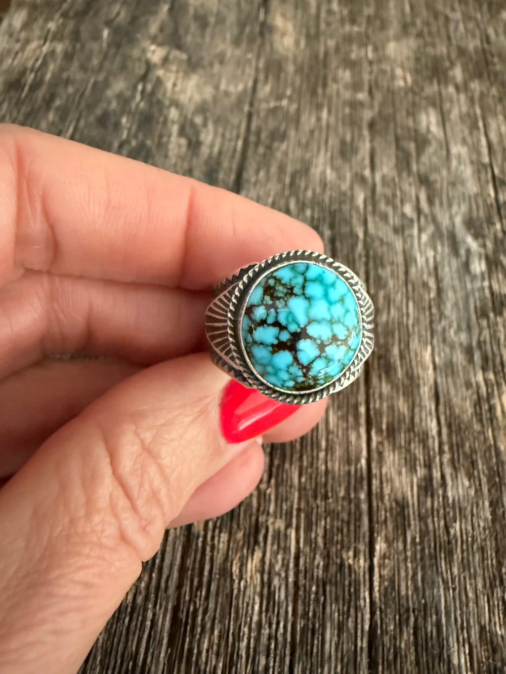 Kingman Web Custom Turquoise Ring