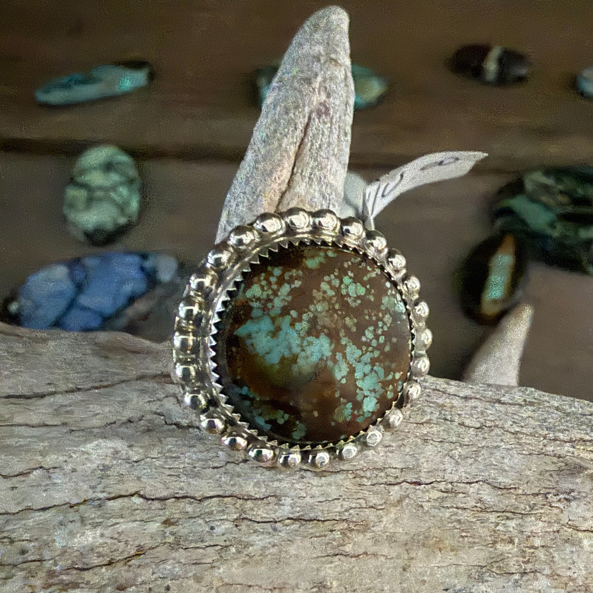 Authentic Native American Handmade Sterling Silver and Turquoise Adjustable Ring