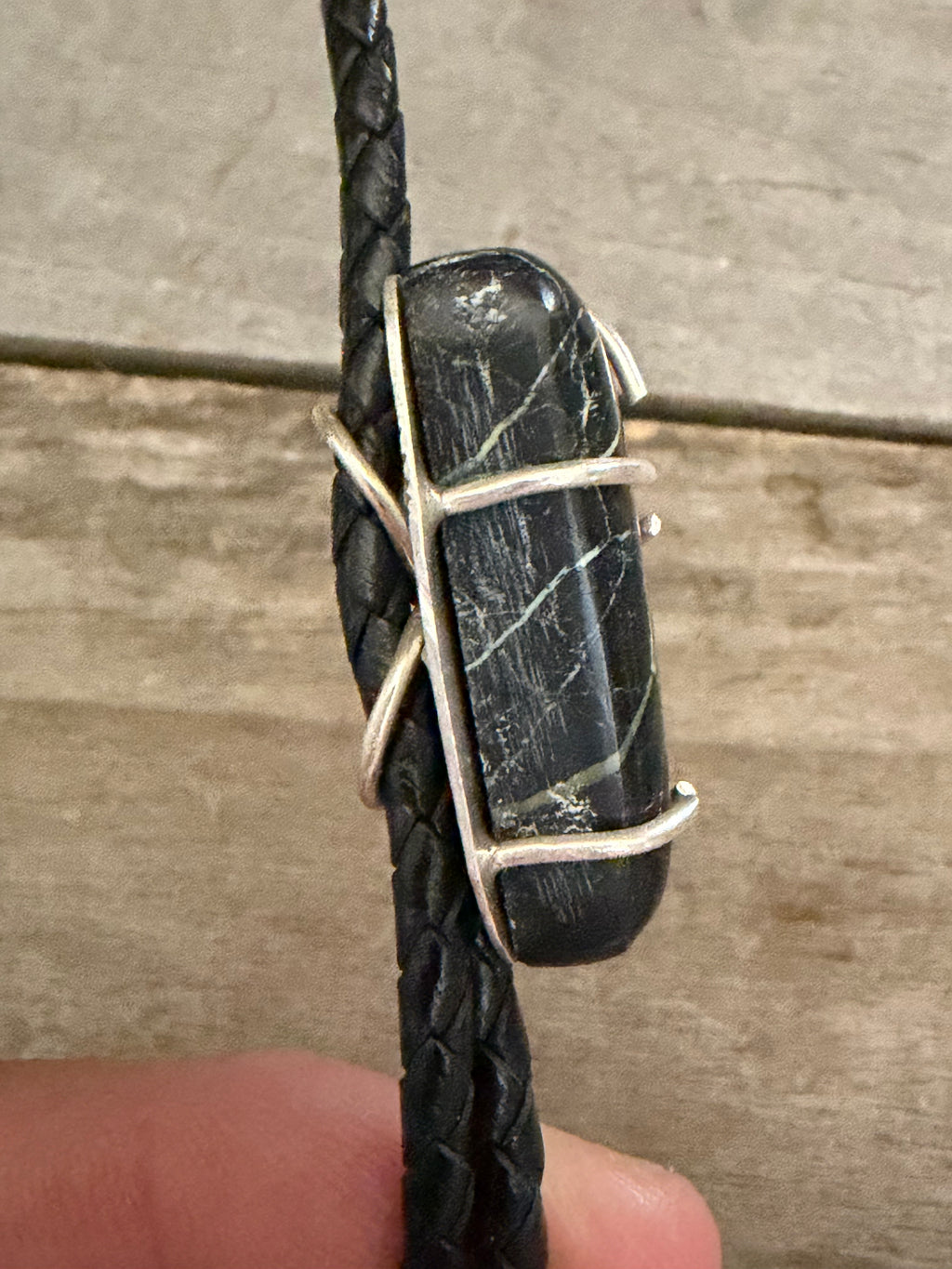 Handmade Sterling Silver San Pedro Variscite Bolo Tie