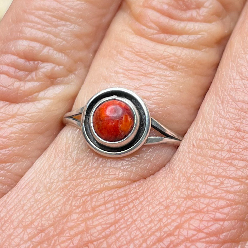 Authentic Native American Red Jasper Sterling Silver Ring