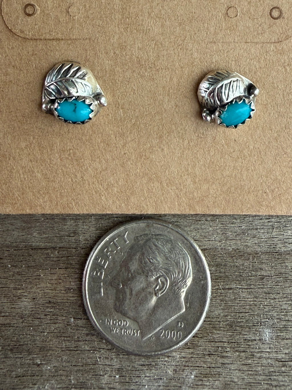 Native American Handmade Sterling Silver Turquoise Earrings