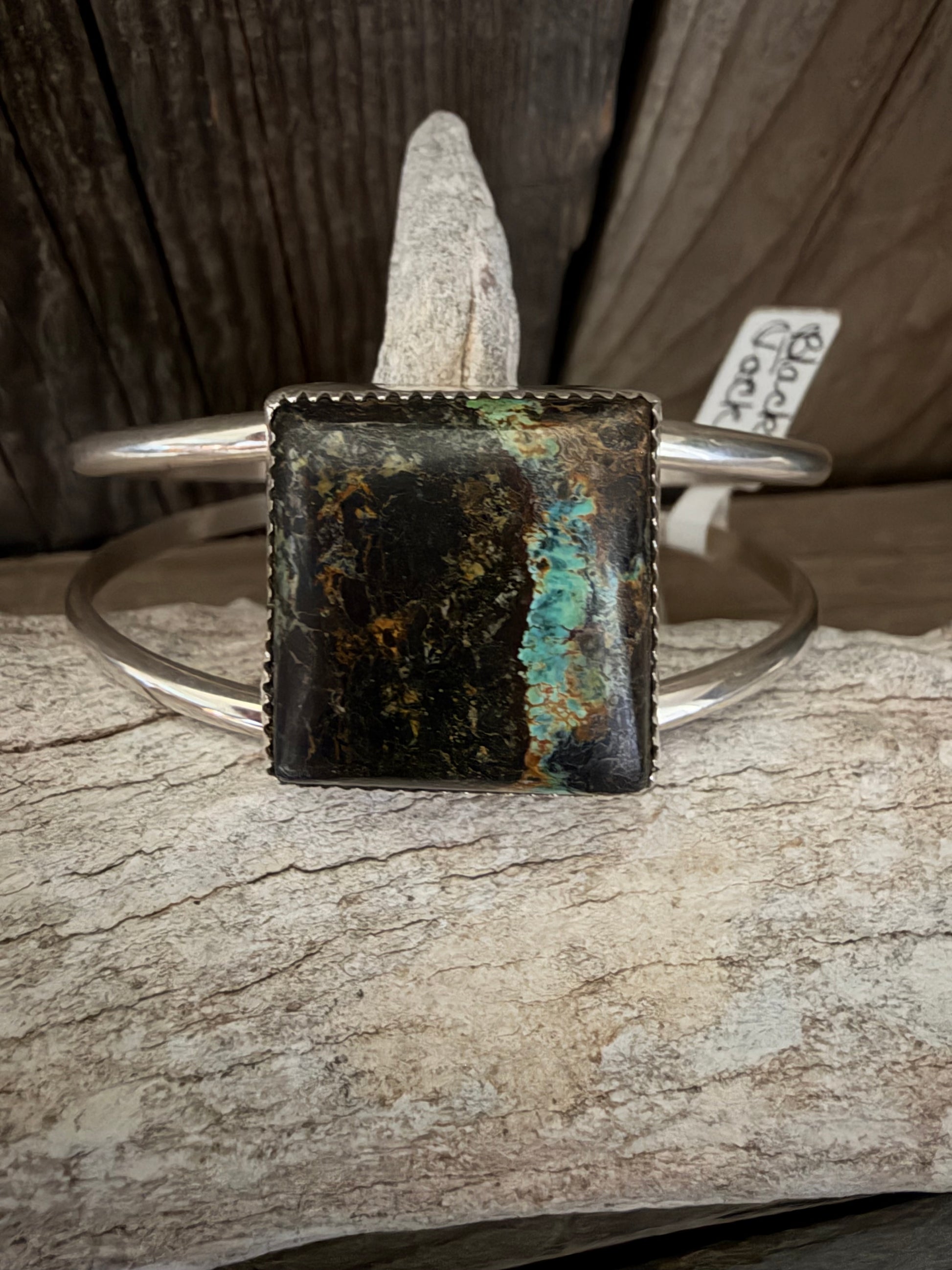 Native American Handmade Blackjack Sterling Silver Bracelet