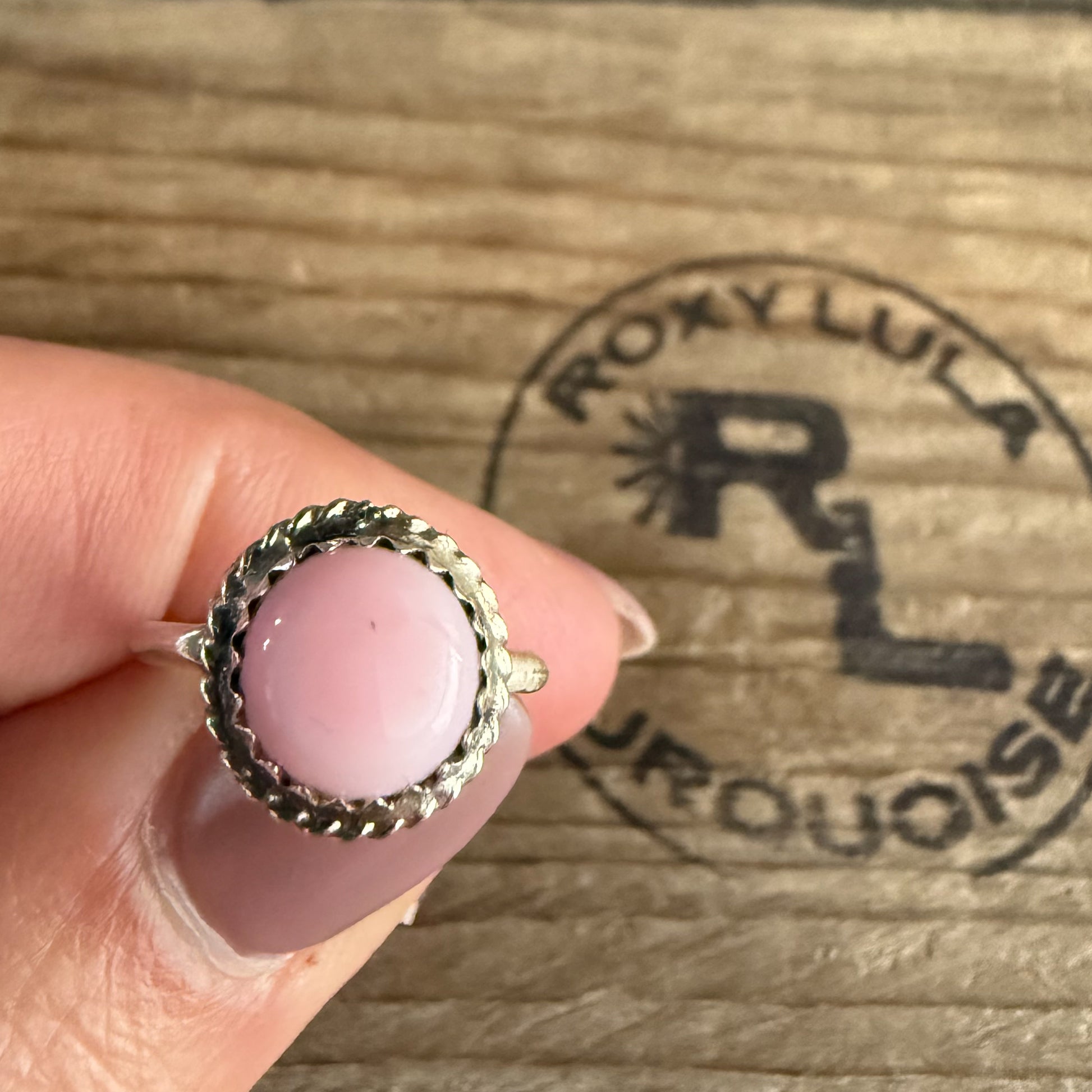 Authentic Native American Handmade Sterling Silver and Pink Conch Ring size 4 1/2