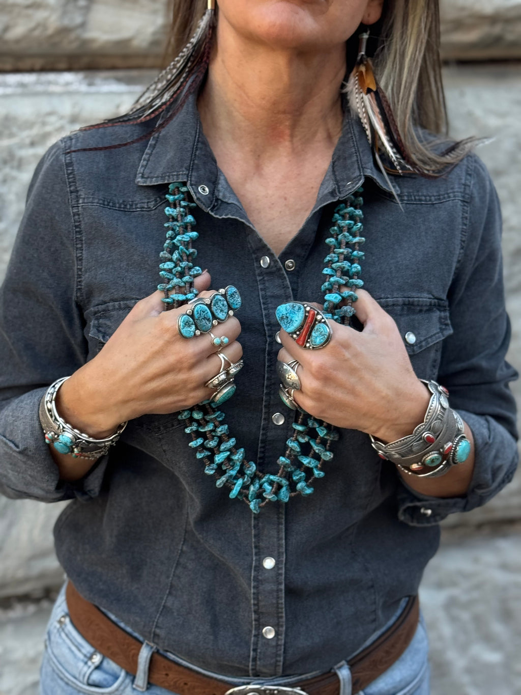 Handmade Custom Kingman Nugget and Heishi Bead Necklace