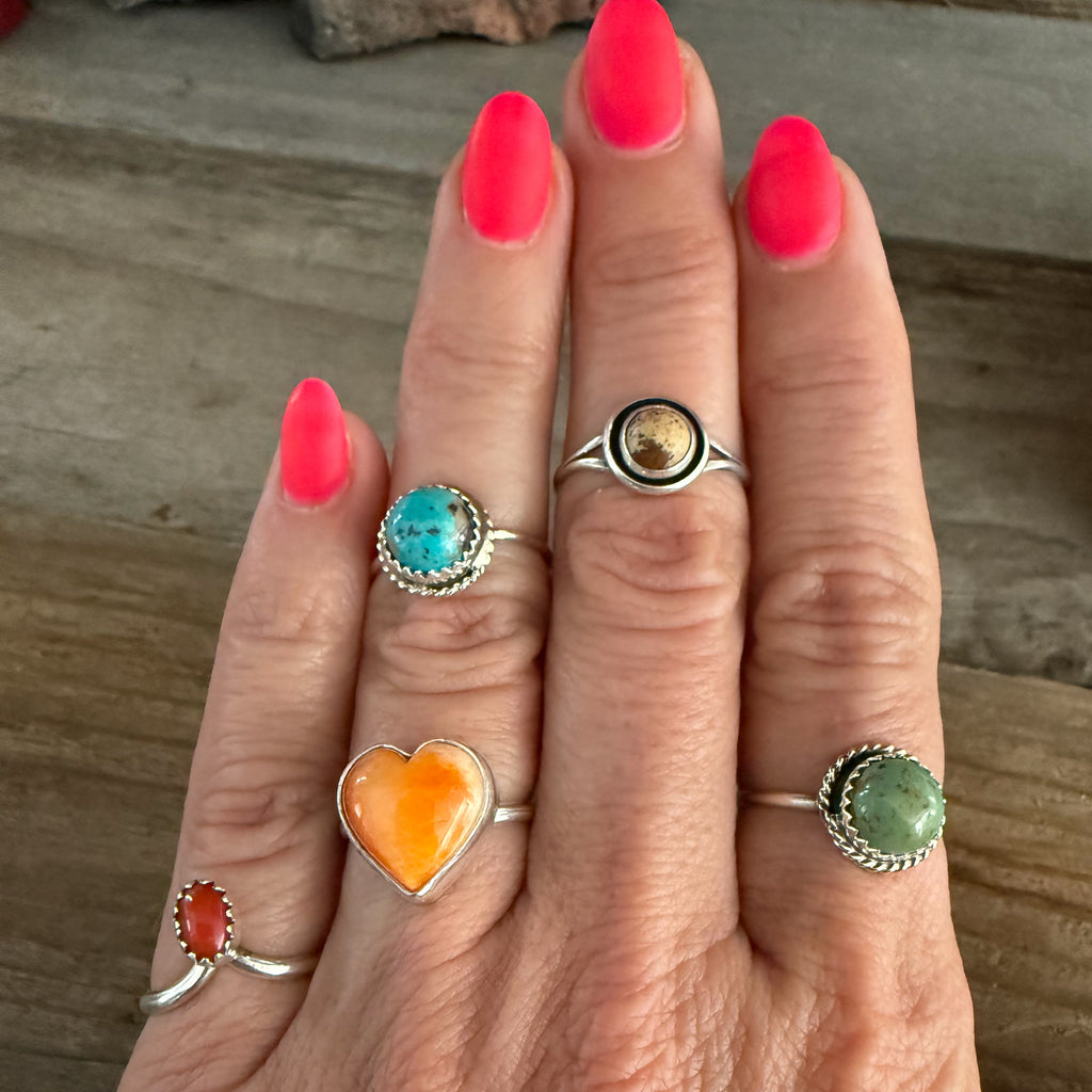 Authentic Native American Handmade Sterling Silver and Turquoise Ring size 7 1/2.