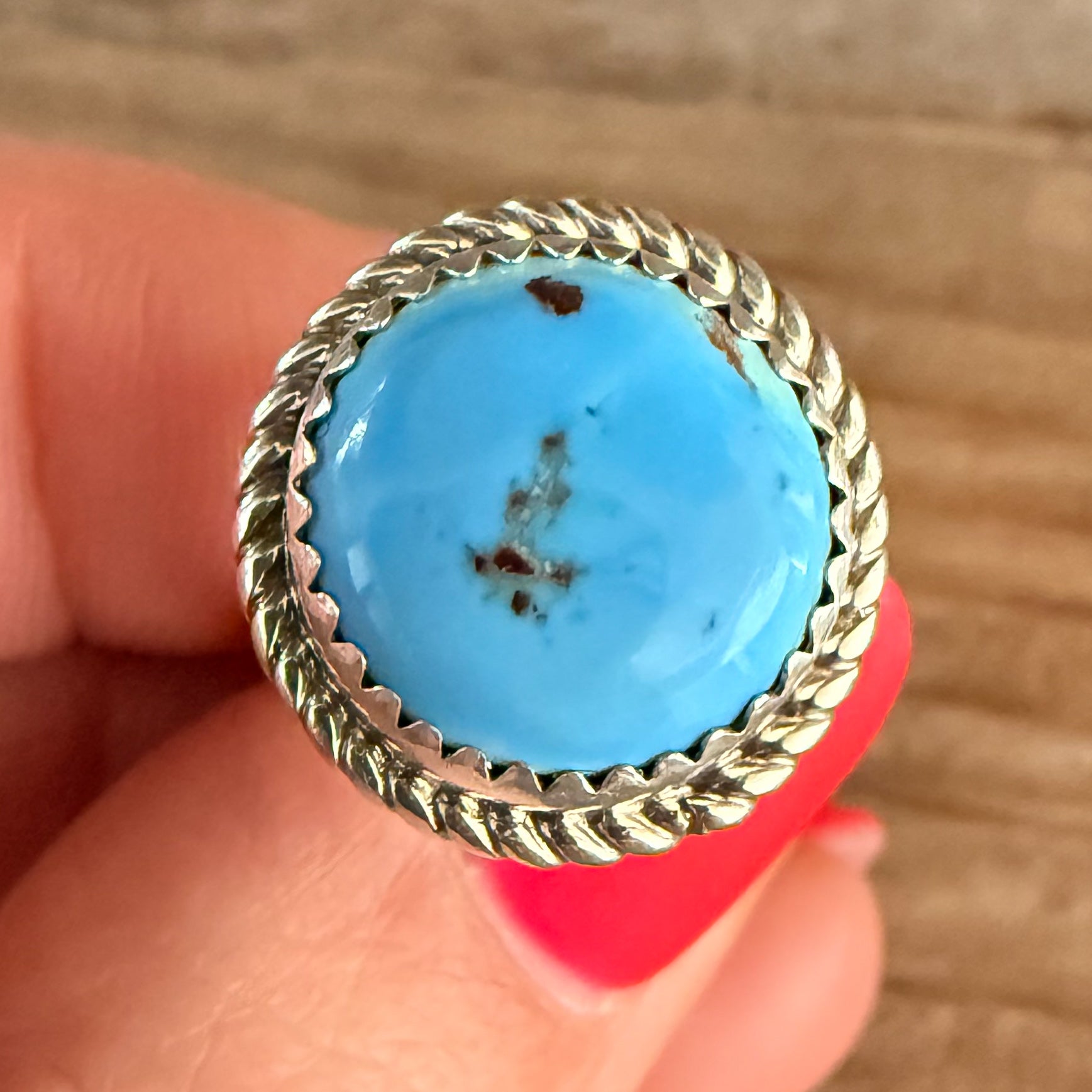 Authentic Native American Handmade Sterling Silver and Golden Hills Turquoise Ring size 6.