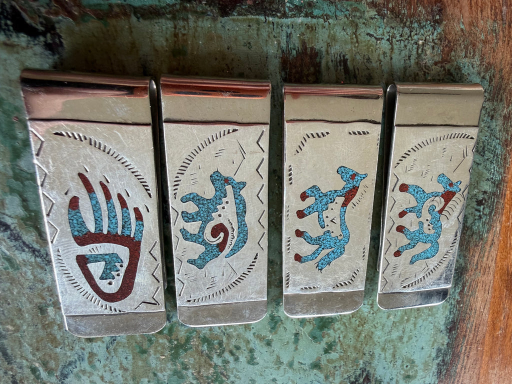 Native American Handmade Turquoise Inlay Money Clip