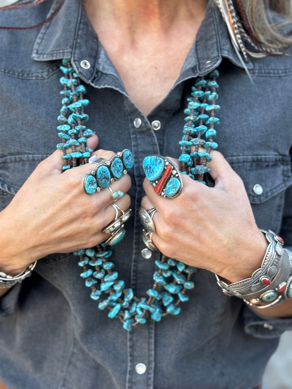 Handmade Custom Kingman Nugget and Heishi Bead Necklace