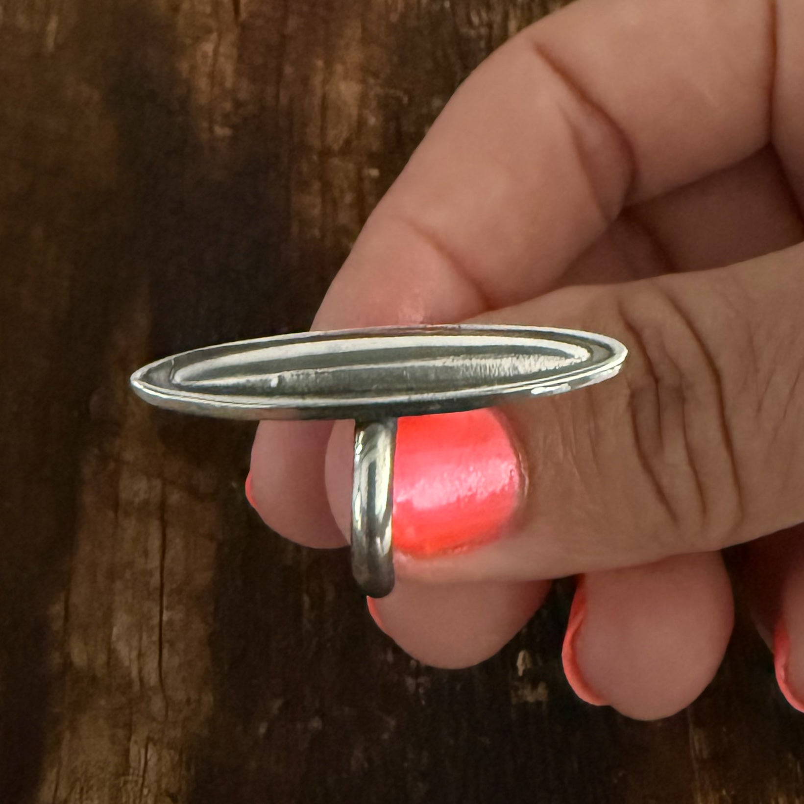 Authentic Native American Handmade Sterling Silver Stamp Rings by Christopher Michael Bazan Size 5 & 8 1/2.