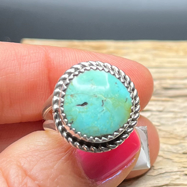 Authentic Native American Handmade Sterling Silver Turquoise Ring