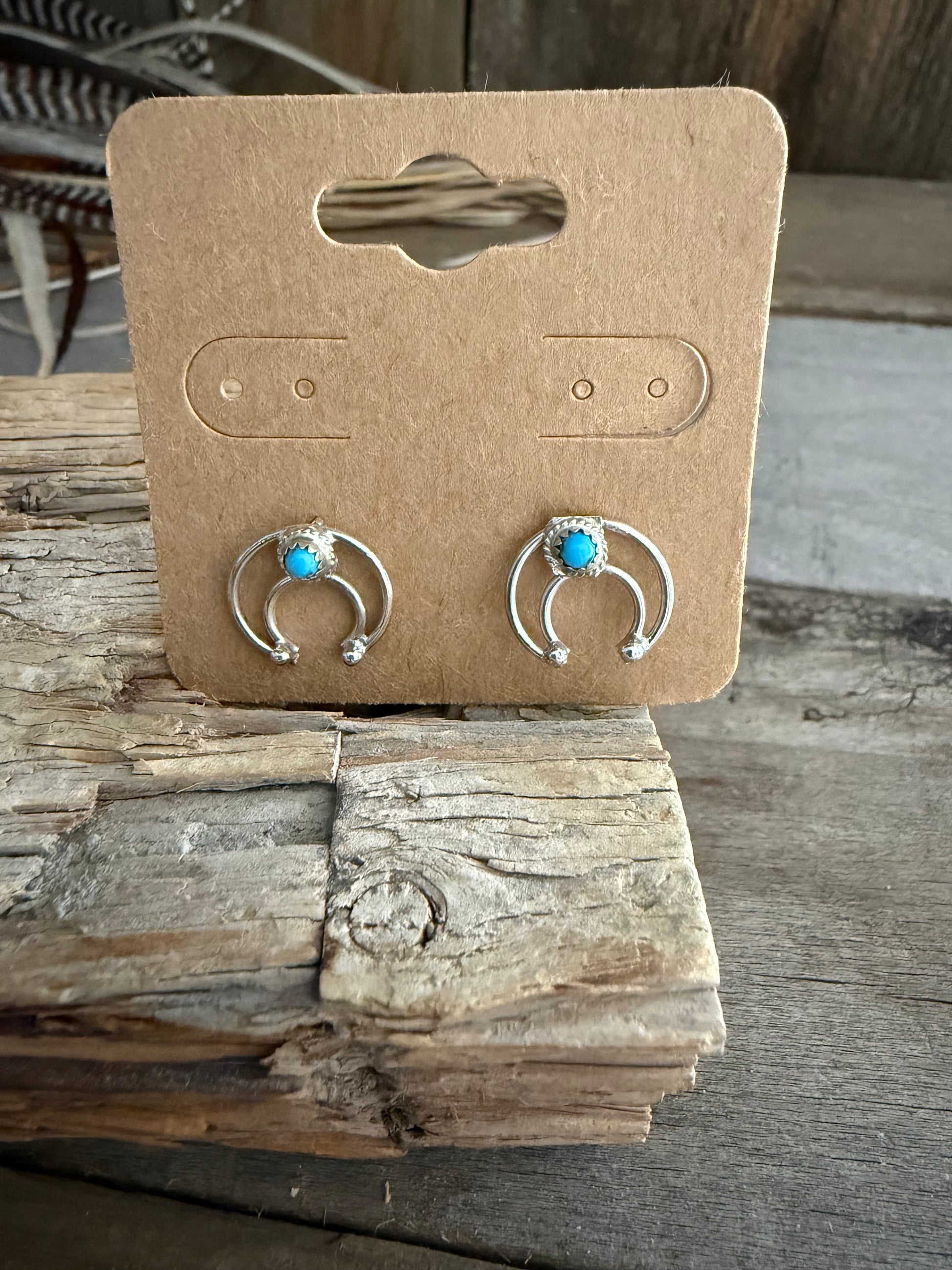 Authentic Native American Handmade Sterling Silver and Turquoise Earrings