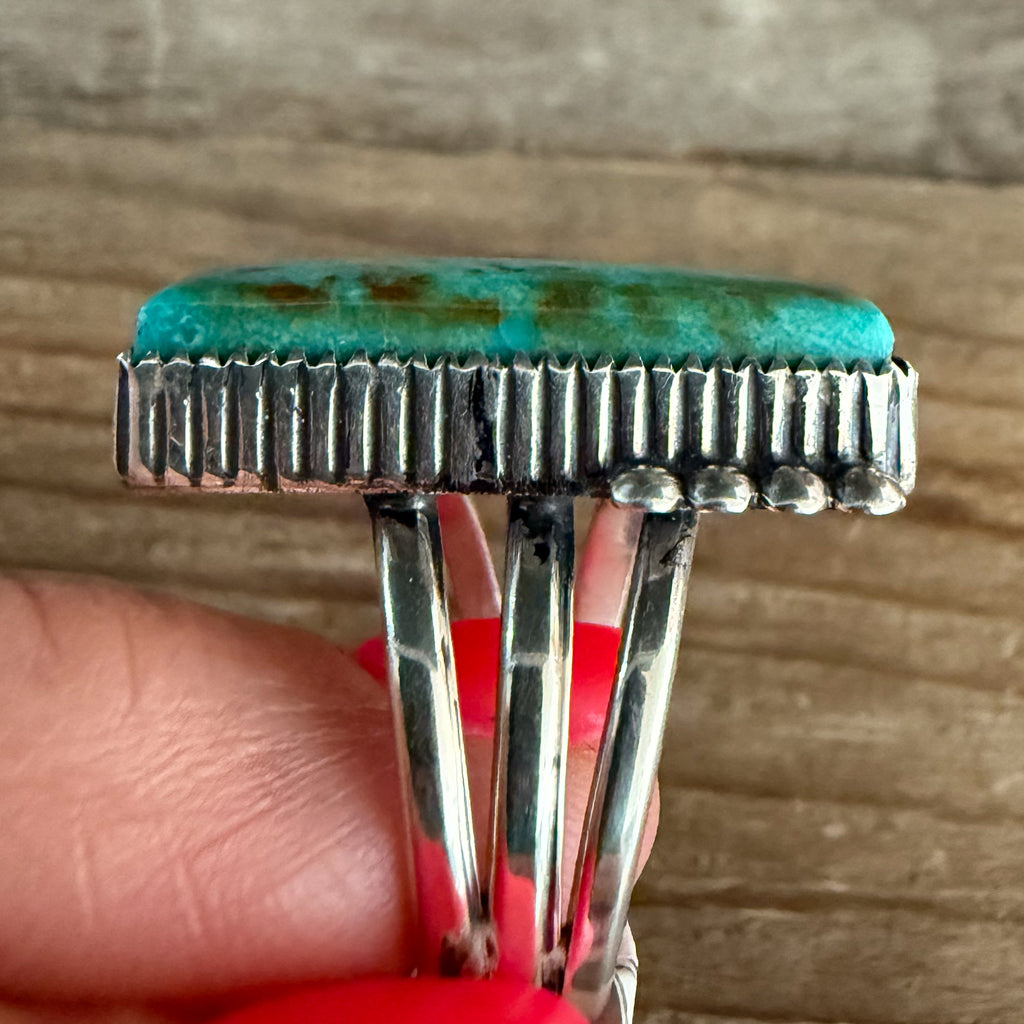 Authentic Native American Handmade Sterling Silver and Turquoise Ring size 8 1/2.